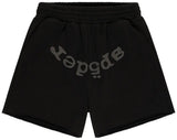 Summer streetwear outfit with bold graphic sweat shorts