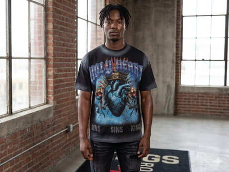 supply spiritual holy heart rhinestone t shirt multi color streetwear drip