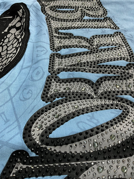 trending sky blue rhinestone tee oblivion streetwear vibe