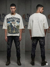 Undrtd Desires rhinestone 3/4 sleeve t-shirt in multicolor with bold front graphic design