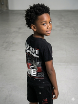 back view of Undrtd Kids The Almighty short set showing full outfit design