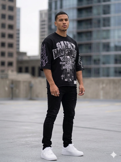 close up of rhinestone detailing on Undrtd Saint Club Global 3/4 sleeve tee