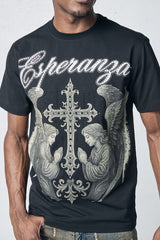 Urban outfit styled with a rhinestone graphic T-shirt