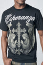 Urban outfit styled with a rhinestone graphic T-shirt