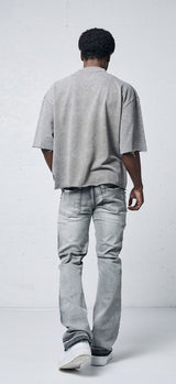 Minimal urban outfit styled with vintage grey cropped T-shirt