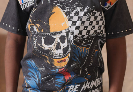 DripNationIL washed kids streetwear t-shirt with fast car design