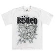 Streetwear outfit styled with a clean white graphic T-shirt for everyday wear